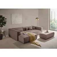 LeGer Home by Lena Gercke Ecksofa PIARA XXL Struktur u. Leinenoptik, L-Form, Schlaffunktion, Hocker stellbar zum Schlafsofa (Krokodilverbinder), tiefe Sitzfläche