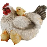 Fachhandel Plus Tierfigur Dekofigur Henne Huhn Louise mit Küken lebensecht (1 St), ein echter Hingucker in Ihrem Garten oder Ihrem Wohnbereich