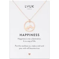LUUK LIFESTYLE Kette mit Anhänger Berggipfel, HAPPINESS Geschenkkarte, hochwertiger Edelstahl