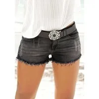 Buffalo Jeanshotpants aus bequemer Baumwollware mit Fransen am Saum, Shorts aus elastischer Baumwolle, Sommerhose