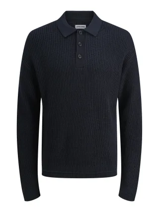 JACK&JONES - JJKAITO KNIT POLO BF sky captain - Gr. - XXL