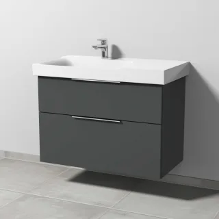 Sanipa 3way Waschtischunterbau zu Geberit Xeno2 Waschtisch mit 2 Auszügen, Anthrazit-Matt UM66222