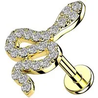 Taffstyle Piercing-Set Tragus Knorpel Piercing flach Zirkonia Schlange Gold 8mm (Helix Rook Lobe Daith Conch Orbital Snug Ohrring Piercing), Helix Innengewinde Ohrstecker Ohrpiercing Cartilage Knorpel Ohr Tragus