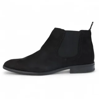 Herren Chelsea Boots aus schwarzem Wildleder mit echtem Lederfutter zum Hineinschlüpfen