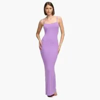 cfab (creamy fabrics) Jerseykleid Ribbed Cami Maxikleid-Violett-S (1-tlg)
