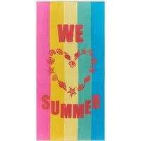 Erwin Müller Strandtuch Strandtuch "Summer", Walkfrottier, Walk-Frottier Streifen/Motiv: Herz/Schriftzug: We love summer