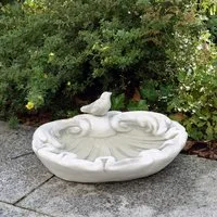 gartendekoparadies.de Gartenfigur Vogel-Tränke Blatt, Vogelbad, Steinfigur, H. 13 cm, 11 kg, Frostsicher
