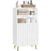 EUGAD Badkommode (1 St), Badezimmerschrank, mit 4 Fächern, 2 Türen, weiß