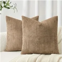 Topfinel Kissenbezug gestreiftes Muster,2er Set Kissenhülle Dekokissen Kissenbezug, Kordsamt 40x40 Sofakissen Couchkissen Zierkissenbezug Dekokissen