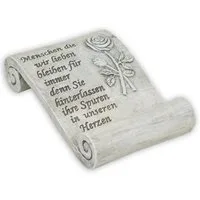 matches21 HOME & HOBBY Dekofigur Grabschmuck Schriftrolle mit Spruch und Rose (1 St), Wetterfeste Trauer Grab-Deko für Friedhof, Allerheiligen