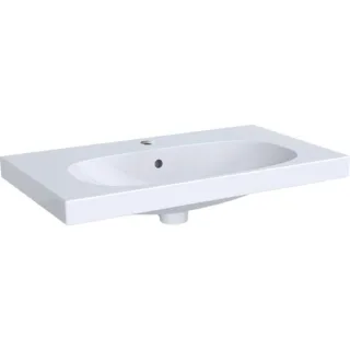 Geberit Acanto Waschtisch Compact, 750x420mm mit Hahnloch, m. Überlauf, weiss, 500632012 500632012