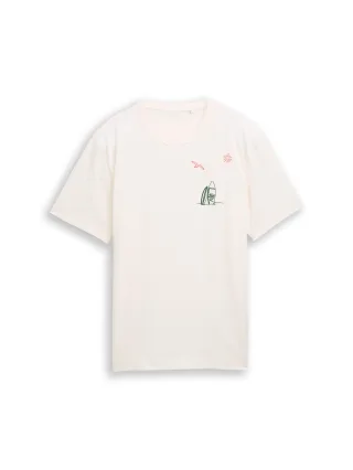 Tom Tailor - T-Shirt mit Stickereien gardenia white - Gr. - M
