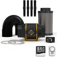 THE HOOKAH Radialventilator Rohrventilator 150 Abluft Komplettset Aktivkohlefilter Growbox Grow