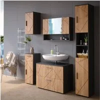 Vicco Badmöbel-Set Irma, Anthrazit/Eiche, 5 Teile, (5-St., 5er Set)