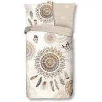 hip Bettwäsche Baumwolle, Renforcé, 2 teilig, Mandalas, Federn, Schmetterlinge, beige