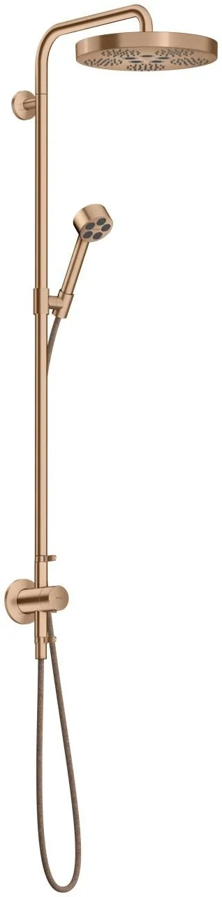Hansgrohe Showerpipe Unterputz AXOR One mit Thermostat, Kopfbr.280 1jet EcoSmart brushed red gold, 48797310