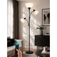 OUTON LED Stehlampe Stehlampe 3-armig, dimmbar, RGB & Weiß, mit Fernbedienung & APP, LED wechselbar, mit 3 x 9W Fernbedienungs-Lampen