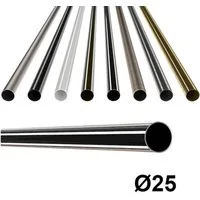 MDEKOR Gardinenstange Gardinenrohr aus Metall – Stahlrohr für Stangen Ø 16, 19 & 25 mm, Ø 25 mm Edelstahl, Länge 120 cm