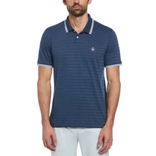 Original Penguin - Poloshirt für Herren, Mit kontrastfarbenen Streifen, Regulär (Meeresblau)