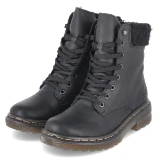Rieker Schnürboots - Gr. 36 - Schwarz - Kunstleder