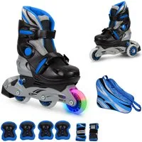 JAMBACH Inlineskates, verstellbare Größe blinkende Rolle Einsteiger Set