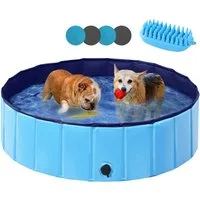 Yaheetech Hundepool Ø 100/120/140/160/180 cm, Planschbecken für Hunde Swimmingpool Hundebadewanne, faltbar