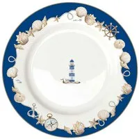 EasyLife Speiseteller Blue Lighthouse, Spülmaschinengeeignet, Mehrfarbig, Leuchtturm, H: 2,5cm