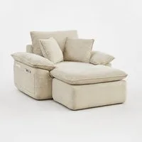 ANYSUN 2-Sitzer Übergroßer Chaiselongue-Sessel für den mit Ottomane,Boneless Loveseat, Sofa,Single Seat Bodensofa ohne Montage mit Fußstütze,Aufbewahrungstaschen, Lesesessel, gepolsterter Cord-Sessel, Schlafsofa für Wohn/Schlafzimmer