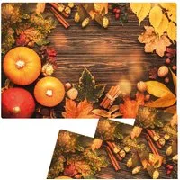 matches21 HOME & HOBBY Platzset Abwaschbare Tischsets 4er Set Herbst Kürbisse Erntedank, (4-St), Platzsets als Tisch-Untersetzer und Tisch-Deko für Esstisch Teller