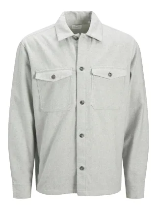 JACK&JONES - JJEPERFECT MELANGE OVERSHIRT LS SN light grey melange - Gr. - XL