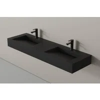 Bernstein Doppelwaschtisch TWG16 153cm Quarz Schwarz, Doppelwaschbecken 153cm Quarz Schwarz Mineralguss