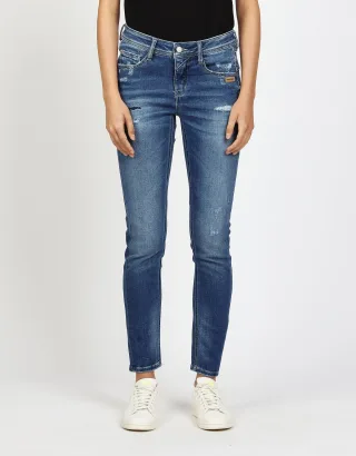 GANG Damen Jeans 94AMELIE - relaxed fit Jeans blue sea destroy