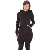 PUREWONDER Sweatkleid Kapuzenpullover-Kleid Hoodie Einfarbig dr19 Schwarz L einfarbiges Hoodie-Kleid