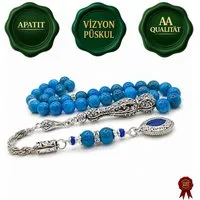 M-Punkt24 Kettenanhänger Tesbih Tespih Naturstein Küre Rund (Gebetskette, Rosary, Subha Misbah), Design Püskül, inkl. ETUI, *SONDERPREIS WEGEN PRODUKT NEUHEIT*