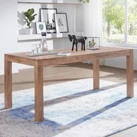 FINEBUY Esstisch FB40056 Massiv 120 x 60 cm Esszimmertisch Küchentisch Akazie Echtholz (Akazie Massivholz 120x60x76 cm Esszimmertisch), Küchentisch Esszimmer Modern, bis zu 6 Personen