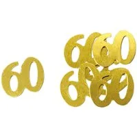 Papierdekoration Konfetti Zahl 60 - 10 g ca. 15 mm gold.