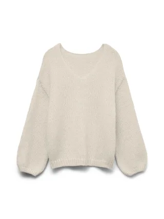 VERO MODA - VMMAYBE LS 2WAY V-NECK PULLOVER NOOS Birch - Gr. - M