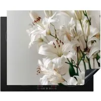 MuchoWow Herd-Abdeckplatte Lilien - Boekte - Weiß - Staubgefäße, Vinyl, (1 tlg), Herdabdeckplatten für Ceranfeld, Induktionsschutz, 65x55 cm