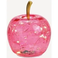Seyila Home Dekofigur Dekorative Glas Apfel Leuchte mit LED, Crackle-Effekt, Goldener Stiel