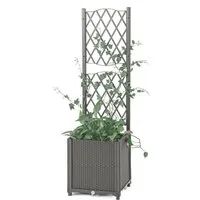 KOMFOTTEU Blumenkasten, Hochbeet mit Rankgitter für Kletterpflanzen & Topfpflanzen