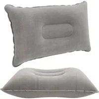 Intirilife Reisekissen, Aufblasbares Kissen in GRAU, 1-tlg., Rechteckiges Kopfkissen zum Aufblasen mit ergonomischer Form