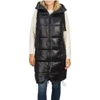 DENIMFY Outdoorjacke Damen Steppweste DFCaro Regular Fit knielange Übergangsweste mit Kapuze