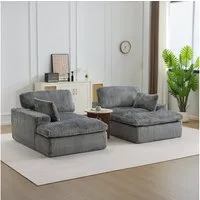 Vankel Loungesofa Schlafsofa 2-Sitzer Couch mit Bettfunktion und weichem Cordstoff, Bequemes Sofa für kleine Räume mit weichem Cord und Gästefunktion