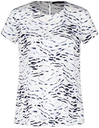TAIFUN - Bluse Kurzarm beige/weiß - Gr. - 34