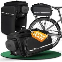 MIVELO Gepäckträgertasche für Fahrrad & E-Bike, wasserabweisend, erweiterbar 17–25 L, 13 Fächer, inkl. Regenüberzug und reflektierenden Elementen