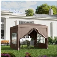 Outsunny Faltpavillon 3x3m, wasserabweisend stabil winterfest, UV Schutz 50+, faltbar, mit 4 Seitenteilen, (Pop-up Pavillon, Partyzelt), mit 4 Seitenteilen, Tasche, für Camping, Garten, Kaffee