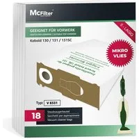 McFilter Staubsaugerbeutel Alternative zu Swirl V64 V 64, passend für Vorwerk Kobold VK 130, VK 131 SC, 18 St., mehrlagig, Pappdeckscheibe, inkl. Staubverschluss