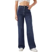 Ital-Design Weite Jeans Damen Freizeit (91279900) Used-Look Stretch High Waist Jeans in Blau