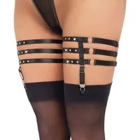 Cottelli Collection Strumpfband Straps-Strumpfband - schwarz, mit Schmucksteinen