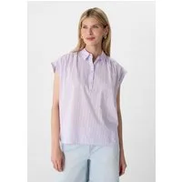 comma Blusentop Bluse Ärmellose Hemdbluse im Loose Fit mit Struktur-Streifen